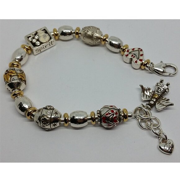 BRIGHTON Christmas winter festive beaded slider charm bracelet silver plated. - Picture 1 of 4